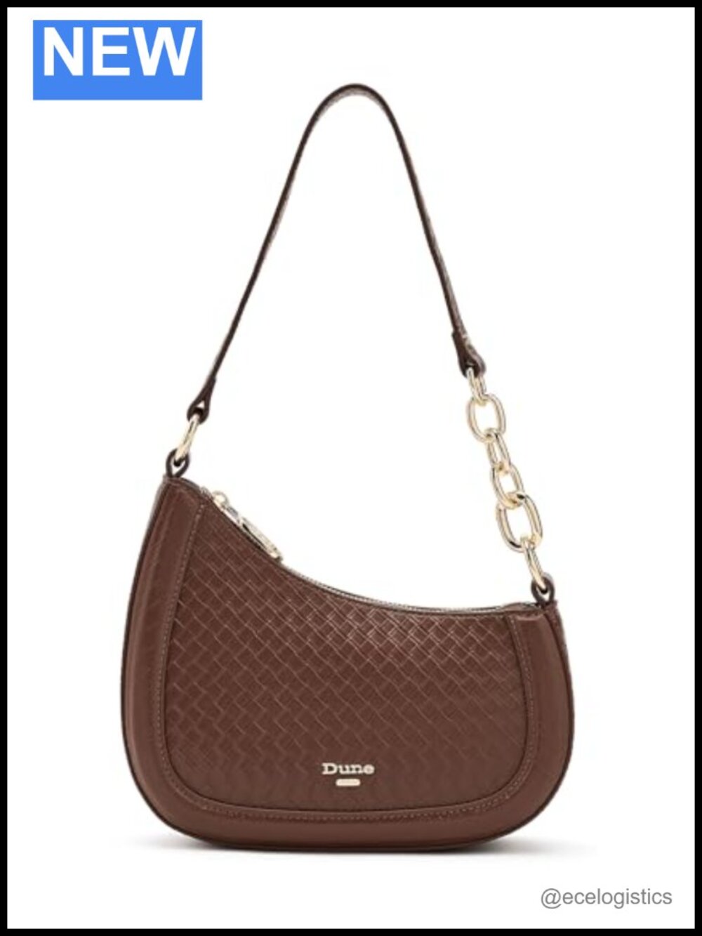 Leather Trapezoid Shoulder Bag with Chain Handle Zippered Interior Pocket